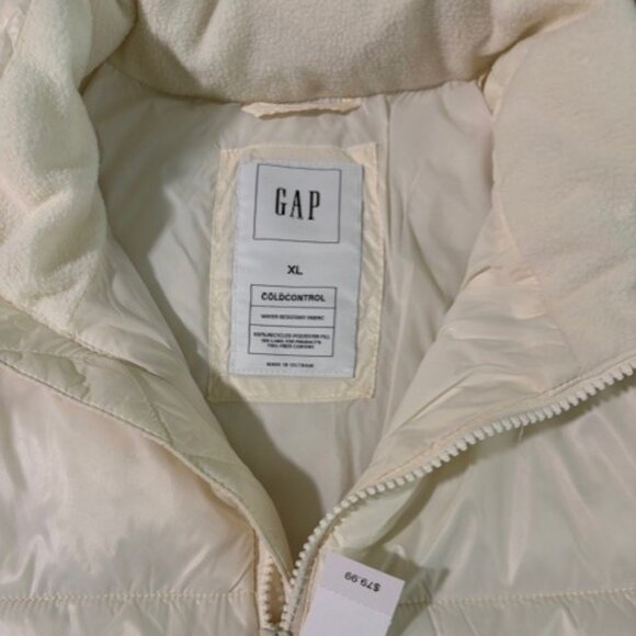 GAP Cold Control Puffer Jacket Women's XL Ivory Cream Frost Water Resistant NWT - Picture 4 of 8